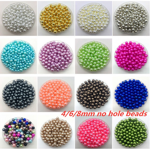 Hạt ngọc trai giả cỡ 4/6/8mm làm đồ trang sức thủ công tiện dụng