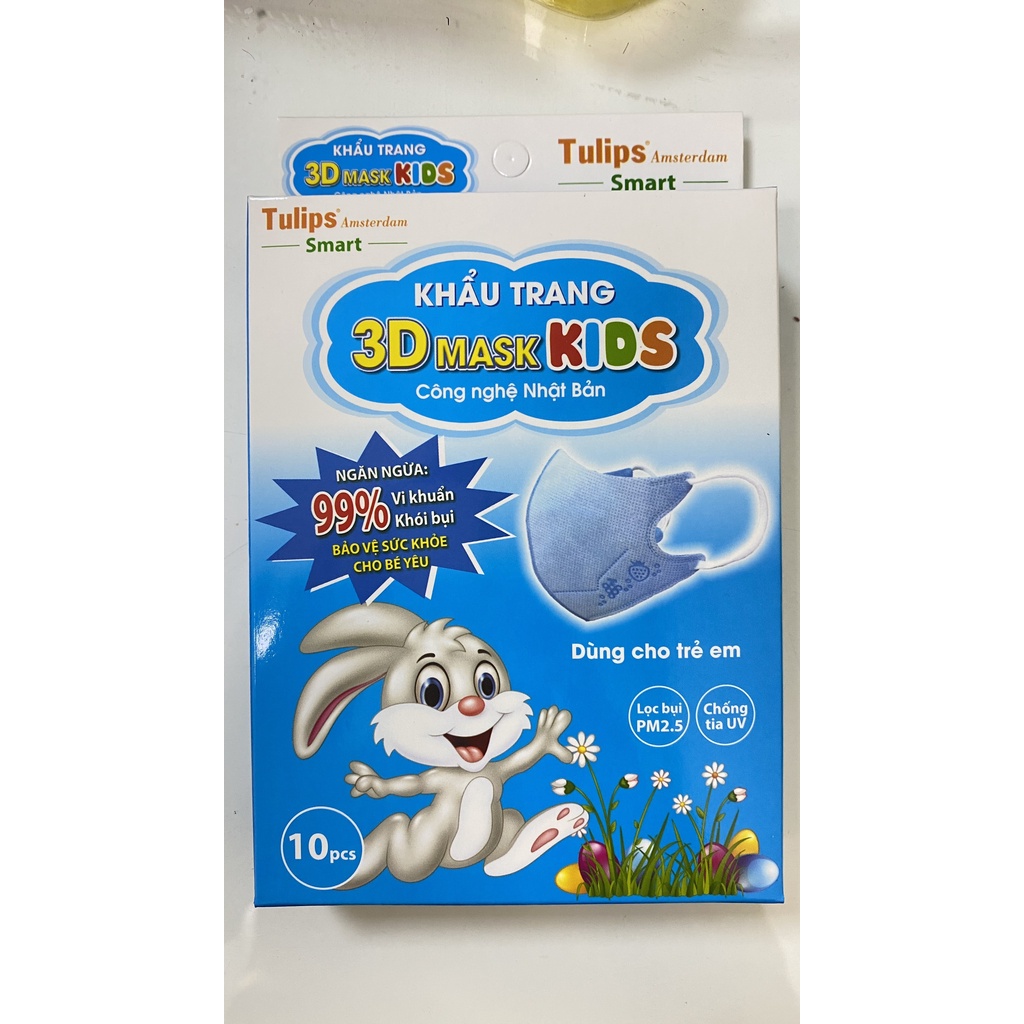 Khẩu trang tulip 3D mask kids cho bé từ 1 tuổi màu trắng hộp 10 chiếc.anthaomoc