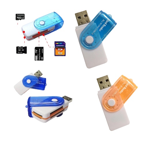 Đầu đọc thẻ nhớ đa năng 4in1 usb 2.0 cho máy ảnh điện thoại Iphone, Samsung, Sony, đầu lọc thẻ SD, MICRO SD, CF, TF, MMC