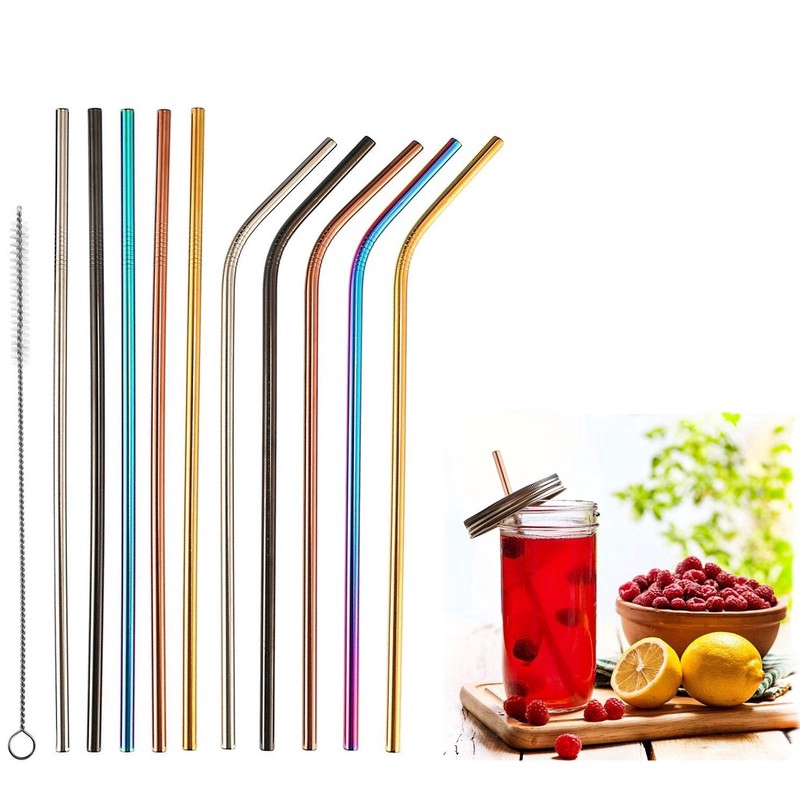 Ống Hút Bằng Thép Không Gỉ Có Thể Tái Sử Dụng Kèm Cọ Vệ Sinh