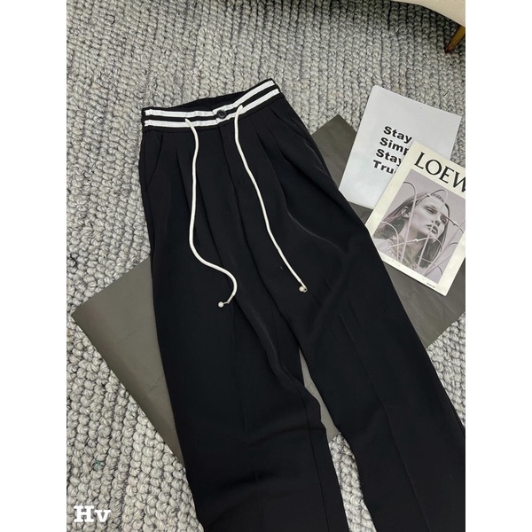 Quần suôngvải RUBY đen phối viền cạp kiểu mới cho nữ