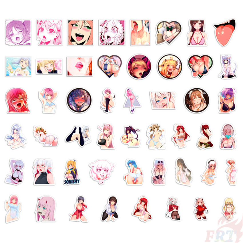 Set 50 Miếng Dán Hình Nhân Vật Anime Ahegao Sankaku Diy Dùng Trang Trí Vali / Laptop / Ván Trượt