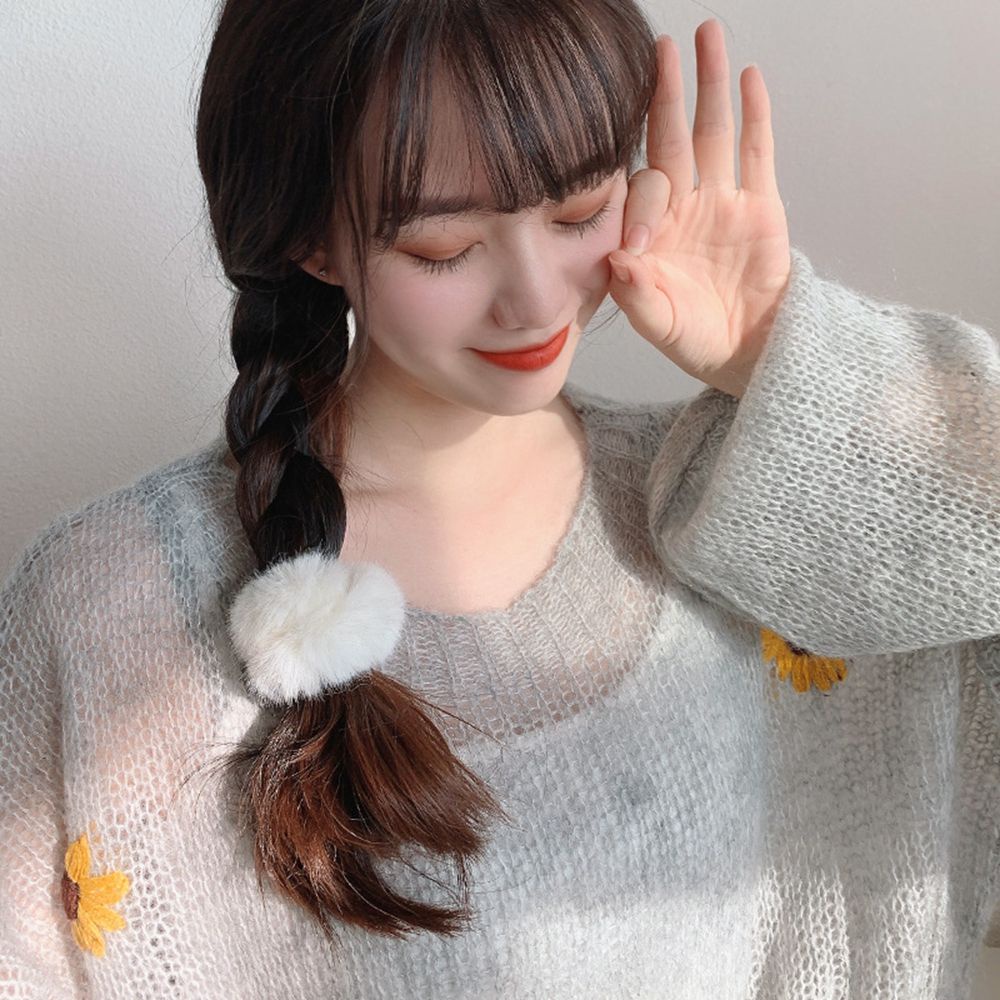 Set 7 dây buộc tóc vải nhung co giãn phong cách Hàn Quốc đơn giản cho nữ