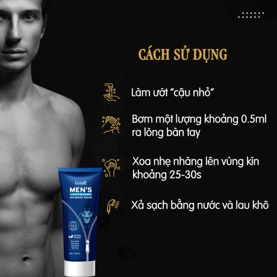 Dung Dịch Vệ Sinh Nam Grinif Men’s Premium Intimate Wash 80ml