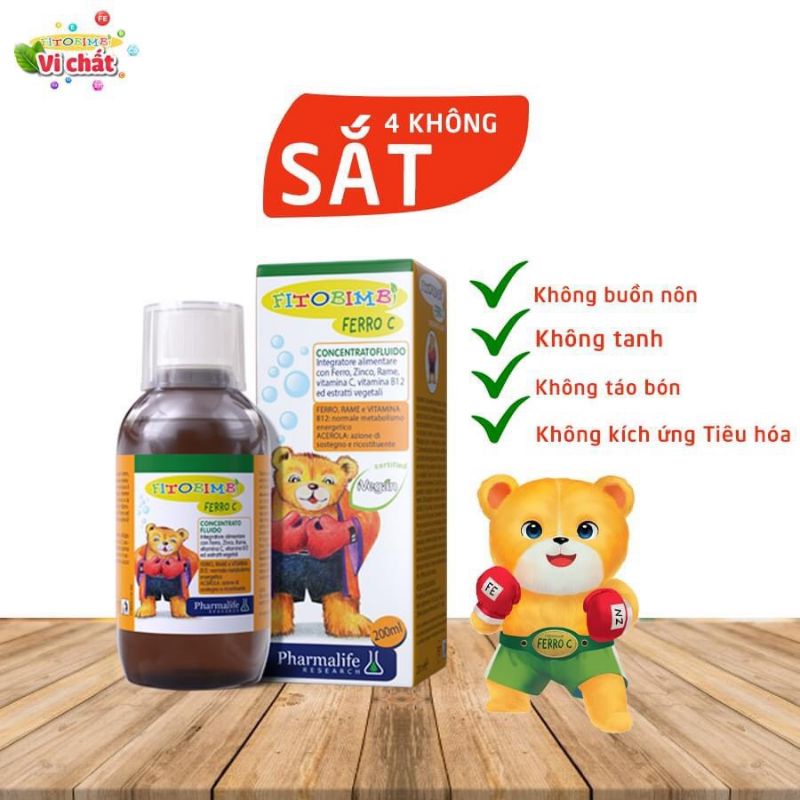 Fitobimbi ferro c bổ sung sắt, kẽm, vitamin c cho bé yêu nhập khẩu Ý date 25