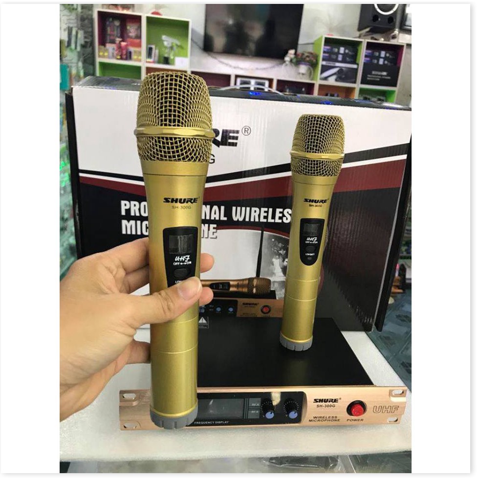 [HÁT CỰC NHẸ-CHỐNG HÚ CAO] Bộ 2 micro karaoke không dây SH 300G cao cấp, cho karaoke gia đình dễ lắp đặt và dễ sử dụng