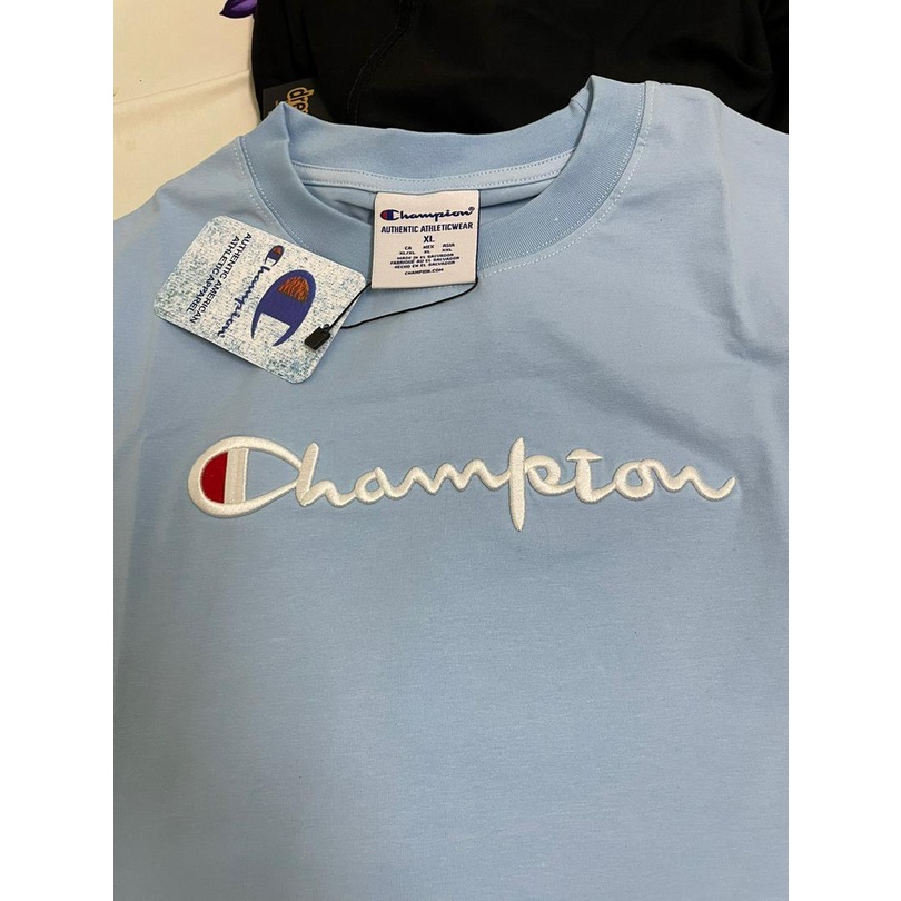Áo thun tay lỡ CHAMPION ,Unisex nam nữ form rộng Oversize chất Cotton logo thêu
