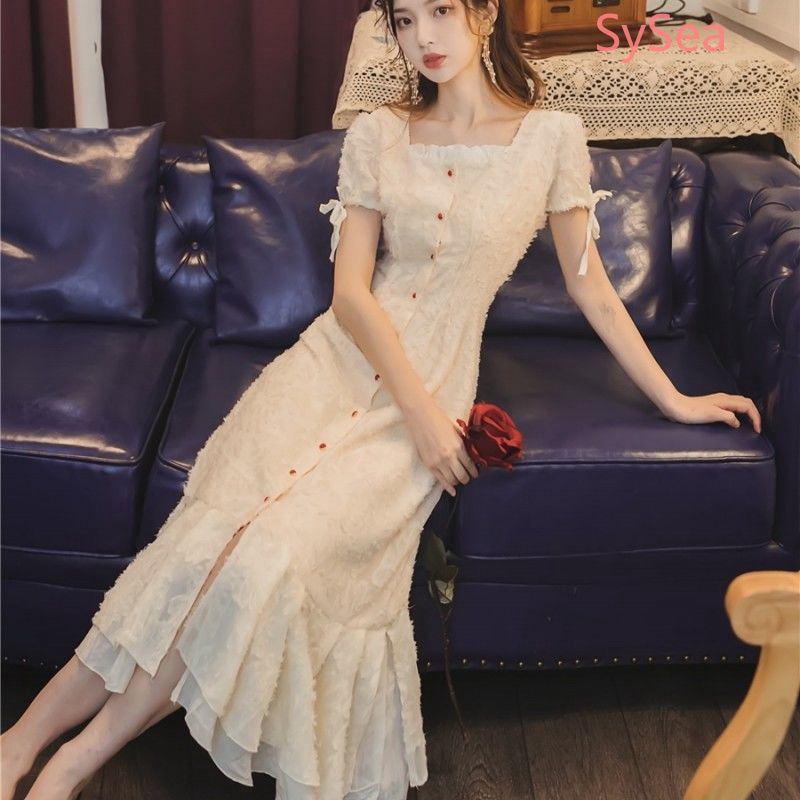 Đầm ren dài xinh xắn ngọt ngào thanh lịch cho nữ