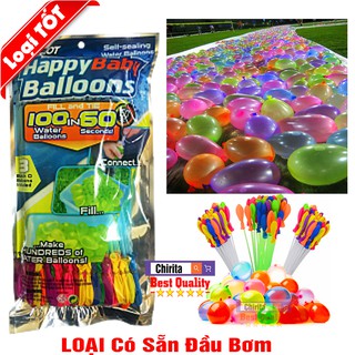 Bộ 111 Bong Bóng Nước Chùm HAPPY Baby Balloons LOẠI TỐT - Bong Bóng Nước CÓ VÒI NỐI Bơm Nhanh CHIRITA