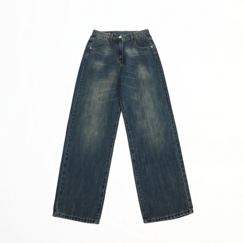 Quần Jean Dài Ống Rộng Phong Cách Nhật Bản Cá Tính