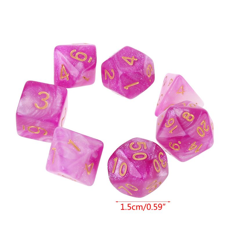 Bộ 7 viên xí ngầu đa diện 2 màu sắc D4 D6 D8 D10 D12 D20 dùng cho chơi board game