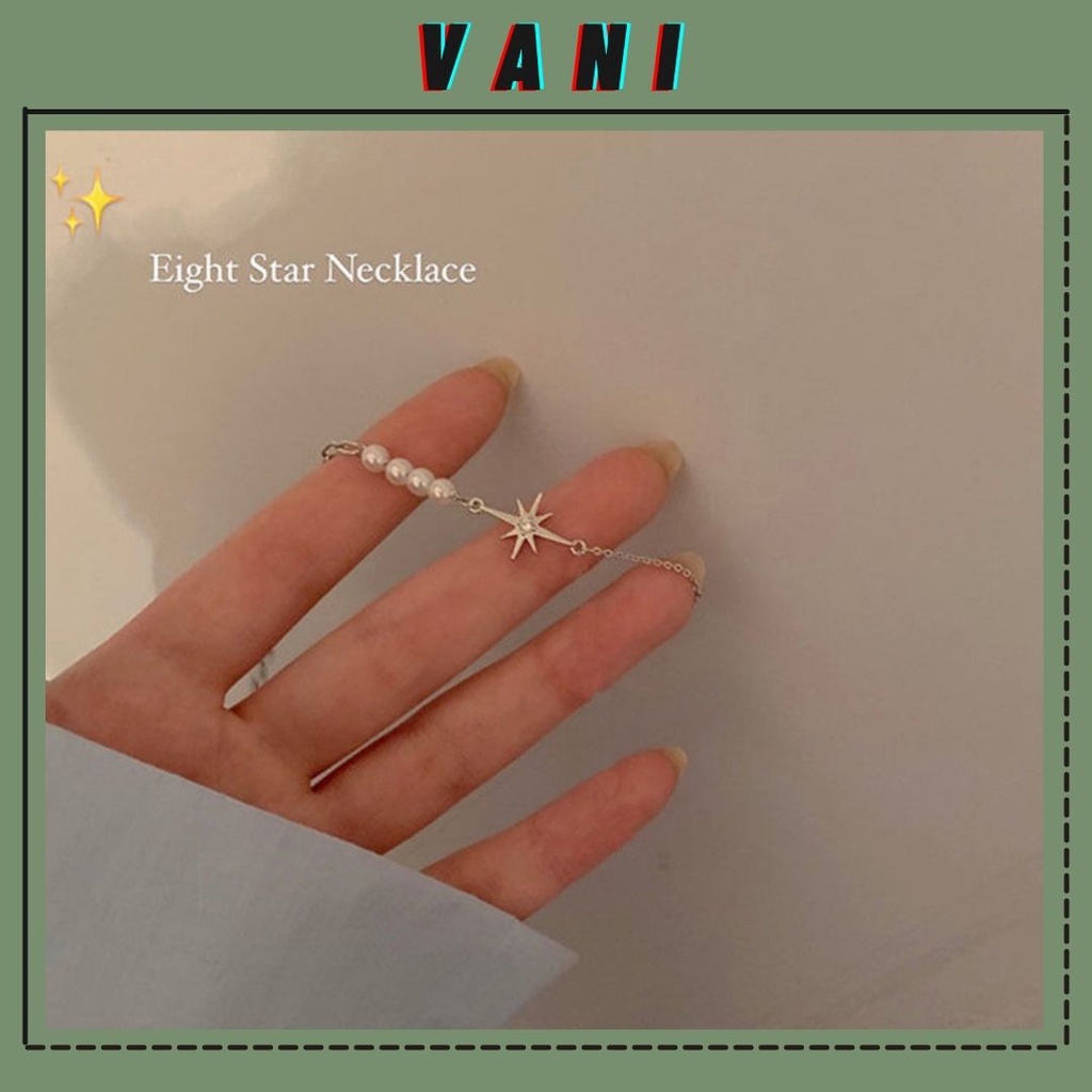 Dây Chuyền, Vòng Cổ Hạt Châu Phối Ngôi Sao 8 Cánh Thanh Lịch - Vani Store