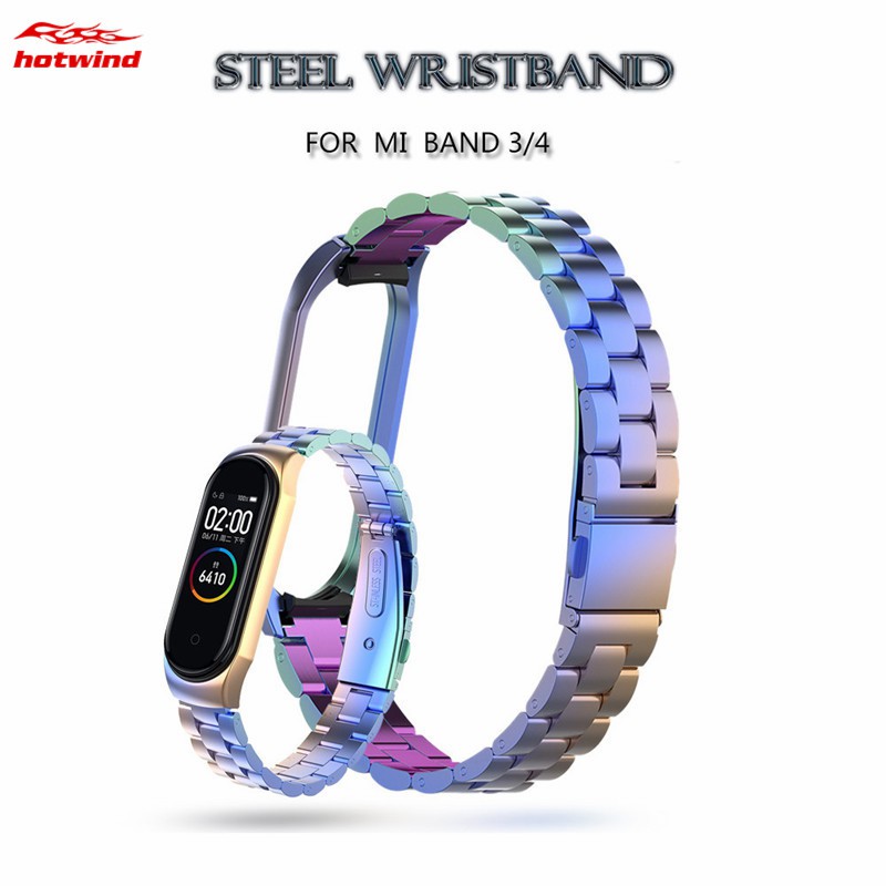 HW 10 Colors Xiaomi Mi Band 3/4 Stainless Steel Bracelet Wrist Strap Metal Mi Band 3/4 Strap