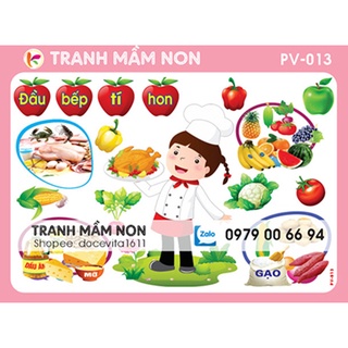 Decal mầm non-ĐẦU BẾP TÍ HON khổ lớn 127x80