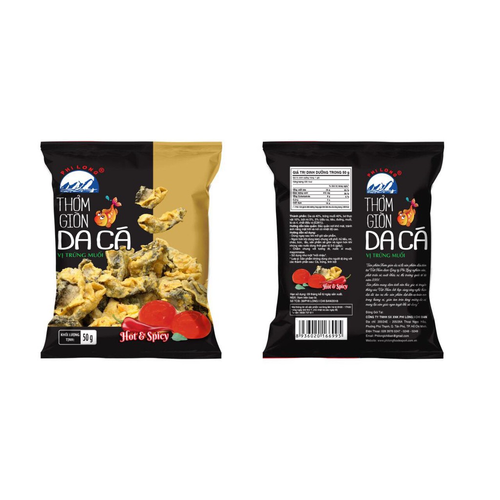 Thơm giòn da cá - Vị trứng muối và cay 50gr (Phi Long)
