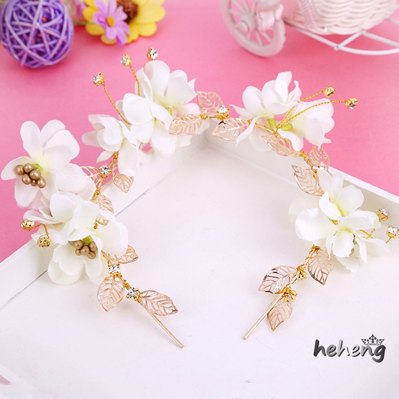 Kẹp Tóc Họa Tiết Hoa Màu Đỏ Tươi Mới Thời Trang Cho Cô Dâu