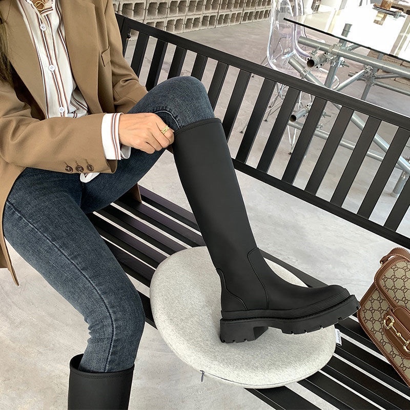 Bốt cao cổ nữ da lì ulzzang