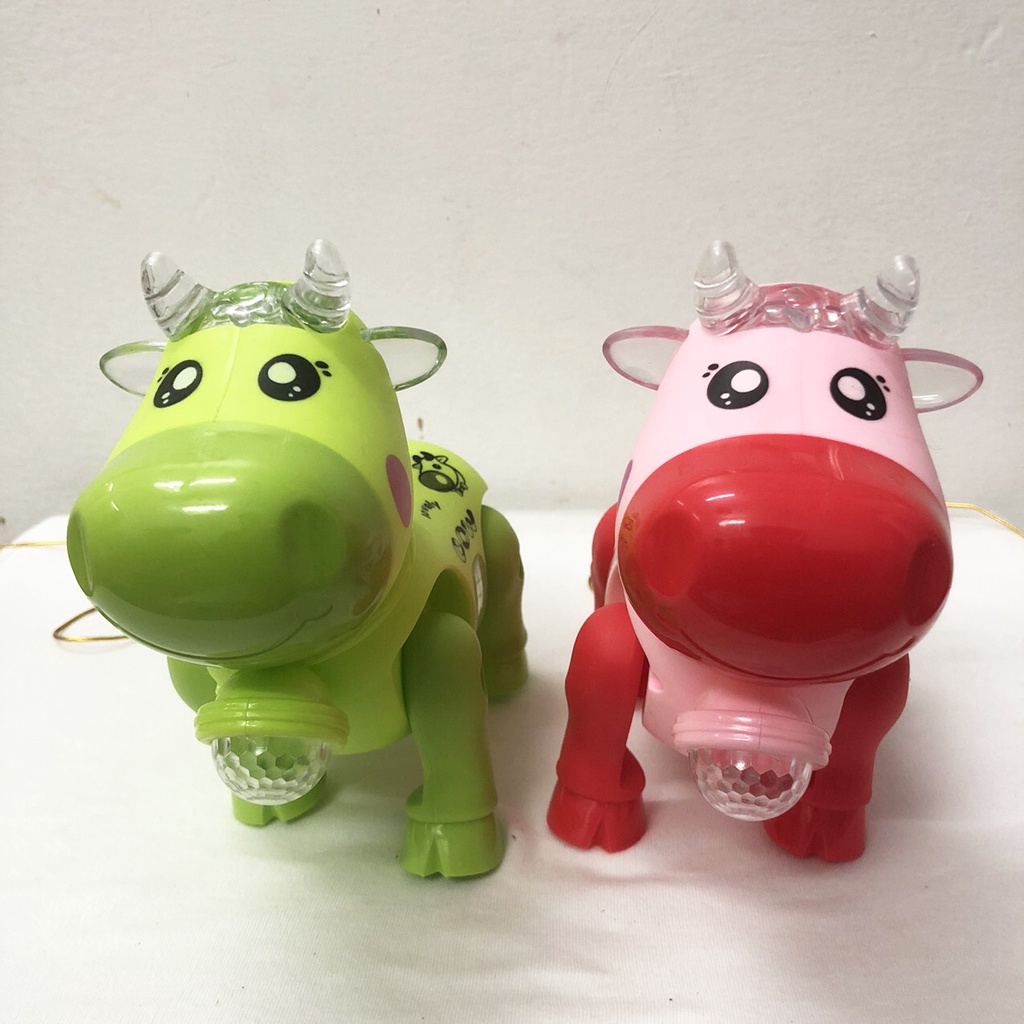 Đồ chơi cho bé hình Lân, cua, bò sữa, vịt, thỏ, kỳ lân, rùa biết đi phát sáng và có nhạc và dây buộc cầm tay cho bé