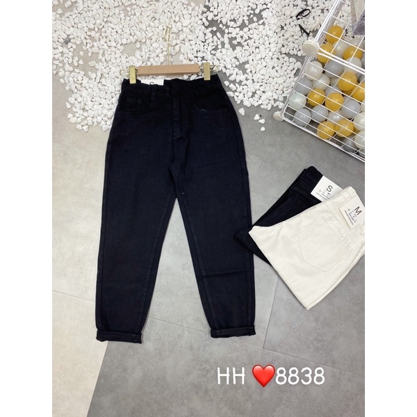 QUẦN BAGGY THÔ JEANS ĐEN TRẮNG BASIC MS16782