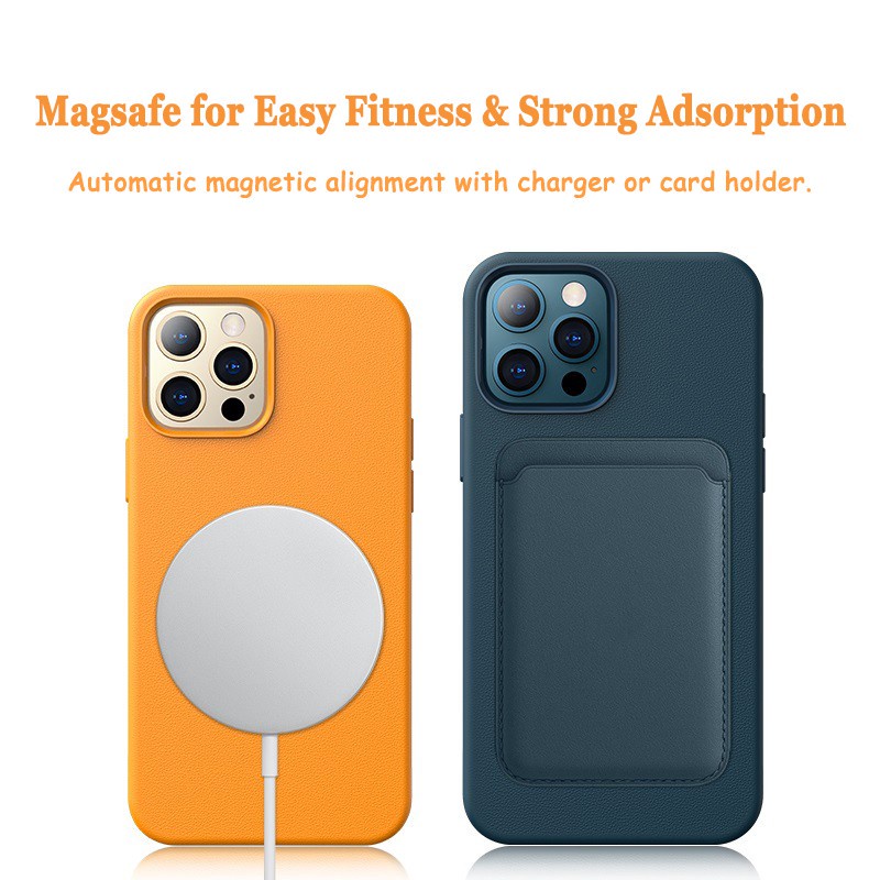 Bao da điện thoại hỗ trợ sạc không dây mini kèm ngăn đựng thẻ từ tính cho for iPhone 13 12 Pro Max