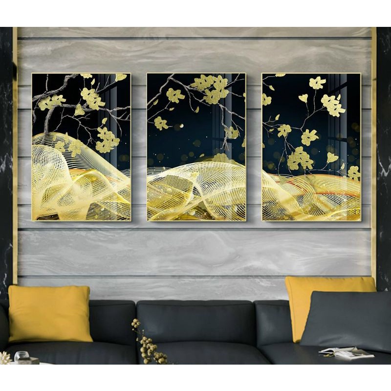 Tranh tráng gương - treo tường - Gồm 3 bức kích thước 40x60