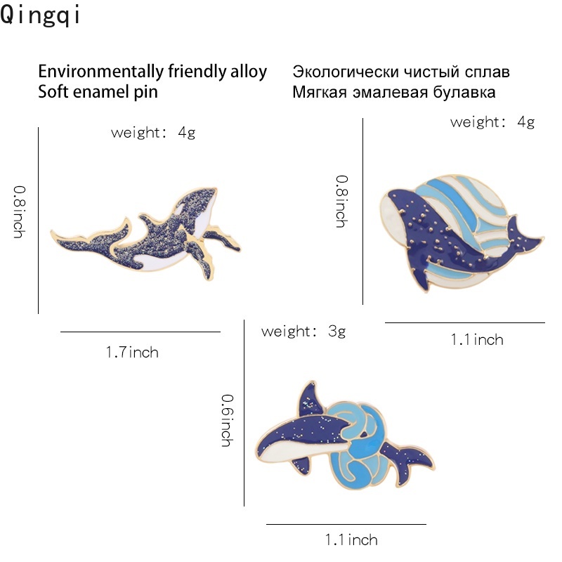 Ghim cài áo Miss Zoe hình cá voi hoạt hình dễ thương tùy chọn kiểu dáng