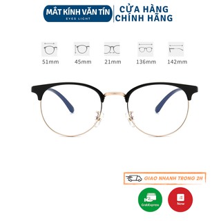 Mắt kính giả cận nam nữ T350 mắt tròn viền kim loại càng nhựa nhiều màu siêu bền