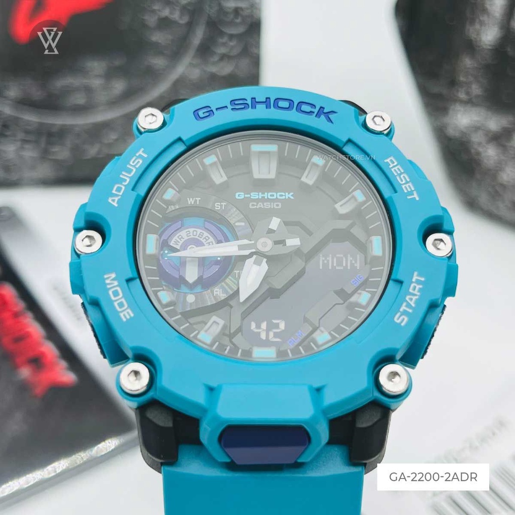 Đồng Hồ Quartz Nam Casio G-Shock WATCHSTORE GA-2200-2A Thiết Kế Mặt Kính Khoáng Tròn 47.5mm, Vỏ Và Dây Nhựa Bền Bỉ