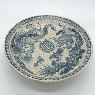 Đĩa đựng hoa quả men rạn trơn Long Phụng BÁT TRÀNG HÀNG LOẠI 1