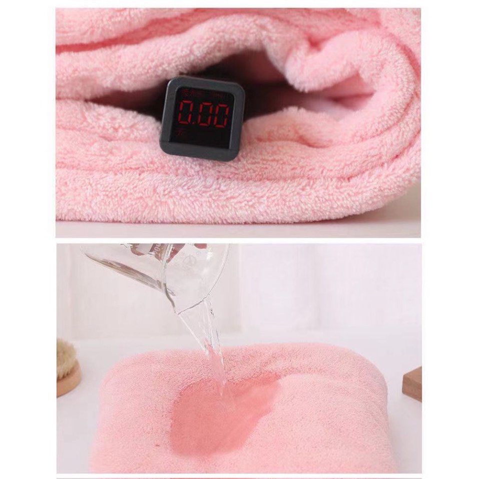Khăn quấn tóc nhanh khô cotton 2 lớpFREESHIPMũ Nhung San Hô Trùm Đầu Thấm Hút Tốt Nhanh Khô Đính Nút Hình Gấu