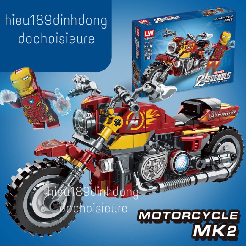 Lắp ráp xếp hình non Lego siêu anh hùng 2015 2032 : Xe máy của đội trưởng captain iron man