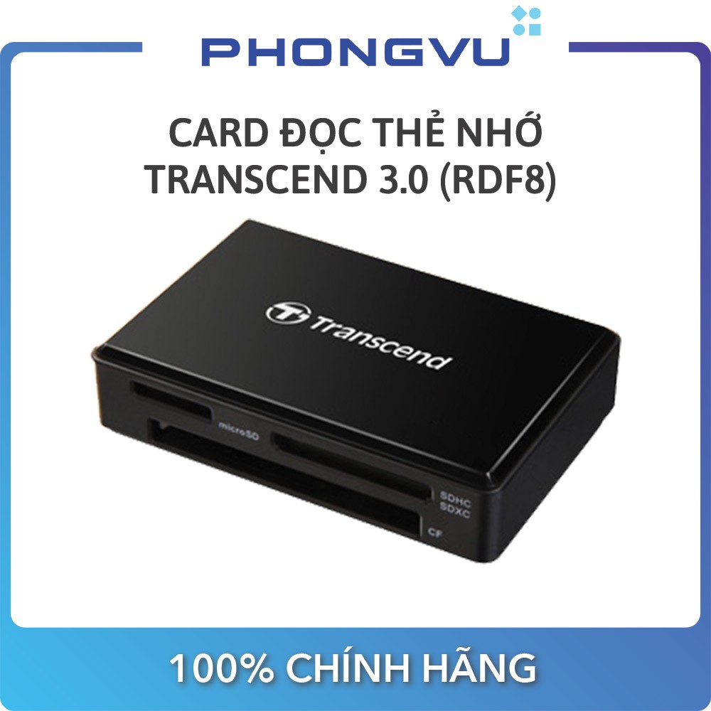 Card đọc thẻ nhớ Transcend 3.0 (RDF8) - Bảo hành 12 tháng