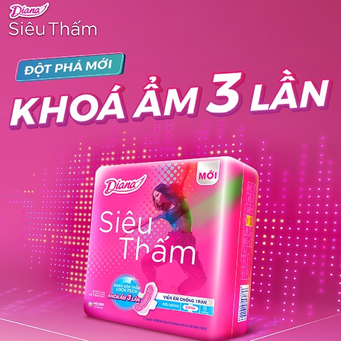 [Bộ 6 Gói Tặng 2 Miếng] Băng Vệ Sinh Diana Siêu Thấm Mỏng Không Cánh/ Có Cánh Mặt Lưới 23cm