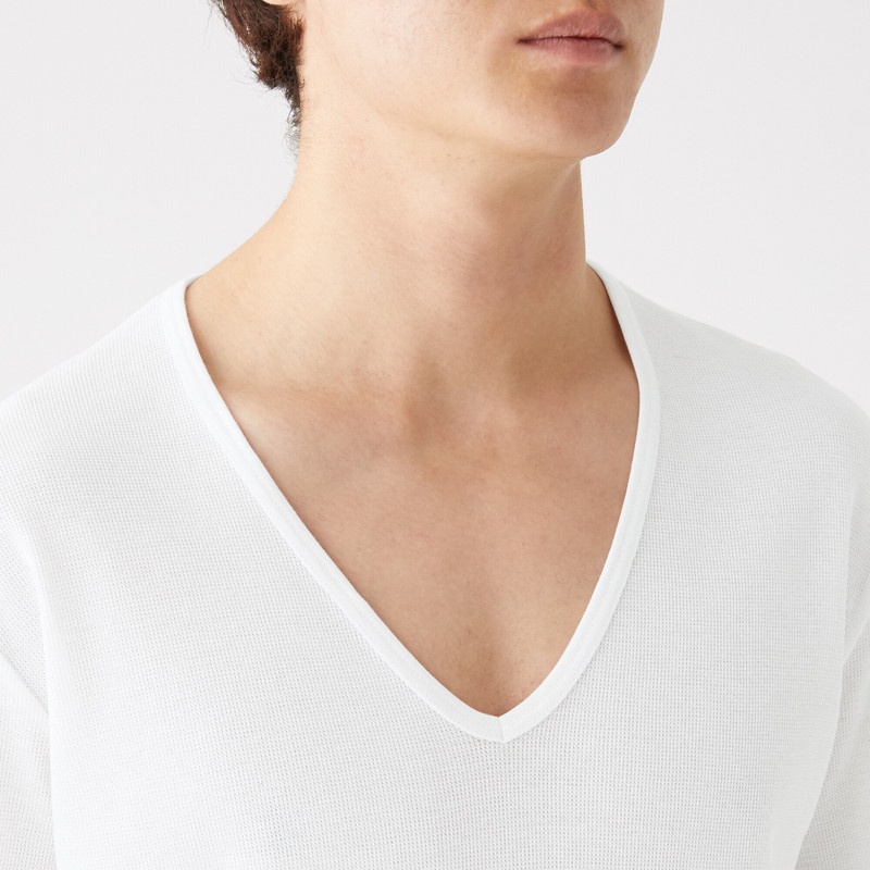 Muji Áo Thun Cổ V Thoáng Khí