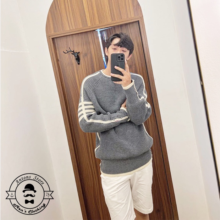 Len Cổ Tròn Vằn Thom Browne
