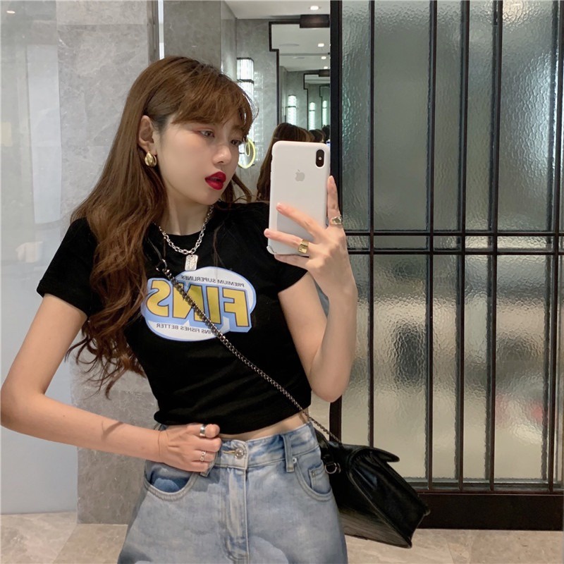 Áo thun ZHELIHANGFEI tay ngắn in họa tiết thời trang gợi cảm tùy chọn màu sắc