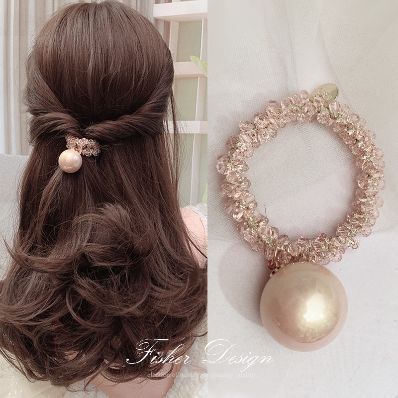 Dây Buộc Tóc Cao Su Co Giãn Đính Hạt Ngọc Trai Thời Trang Cho Nữ