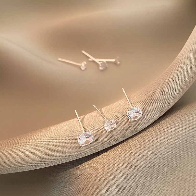 Set 6 Khuyên Tai Đính Đá Zircon Thời Trang Hàn Quốc Dễ Thương