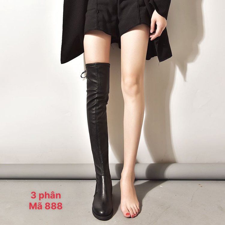 XẢ KHO (S159) Bốt đùi da đế thấp 3 phân, có lót lông (Mã 888) | BigBuy360 - bigbuy360.vn