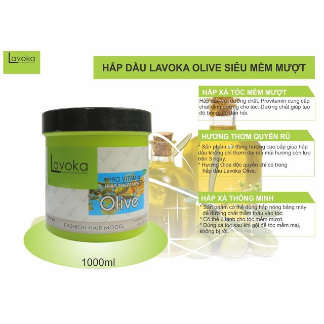 Hấp Dầu Olive Lavoka Siêu Mềm Mượt 1000ml HÀNG CHÍNH HÃNG