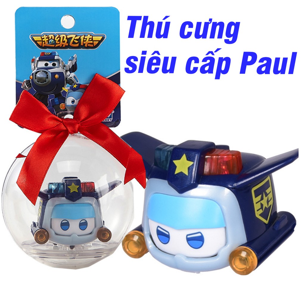 Mô hình thú cưng siêu cấp cảnh sát Paul đồ chơi trẻ em super wings có đèn sáng