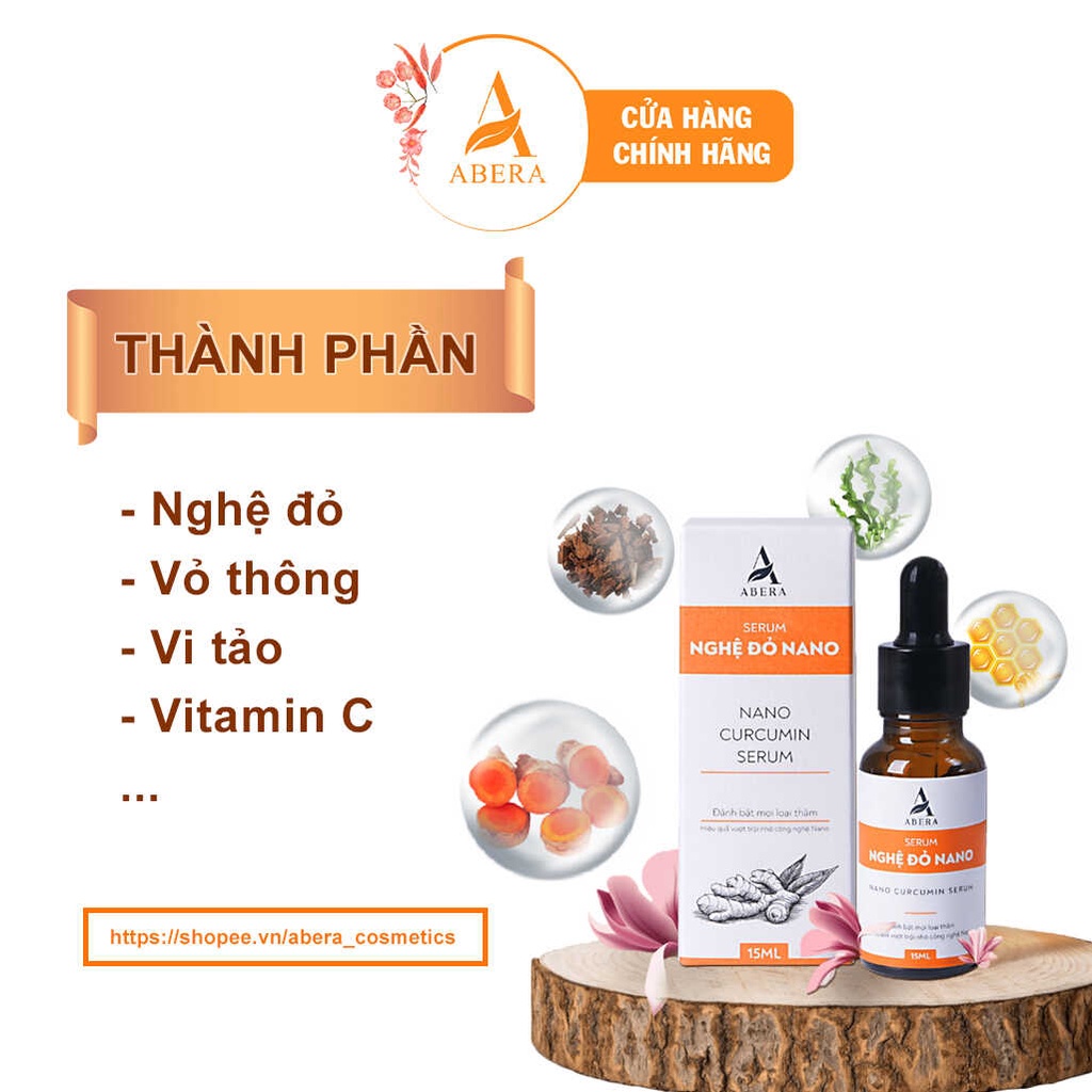 Giảm thâm nhanh, mờ thâm hiệu quả, dưỡng da trắng sáng, Serum Nghệ Đỏ Nano ABERA chính hãng0