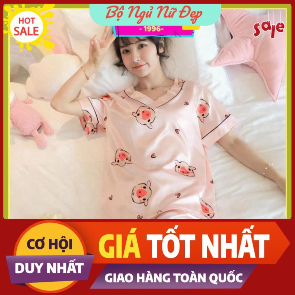 Bộ ngủ nữ ❤️Freeship đơn 50k❤️ Đồ Bộ pijama cộc tay lụa satin đẹp mặc ngủ mềm mịn - Quảng Châu new
