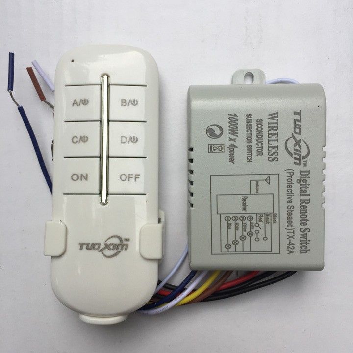 Công tắc điều khiển từ xa rf kèm remote sóng RF 315mhz 1 2 3 4 kênh xuyên tường TuoXim