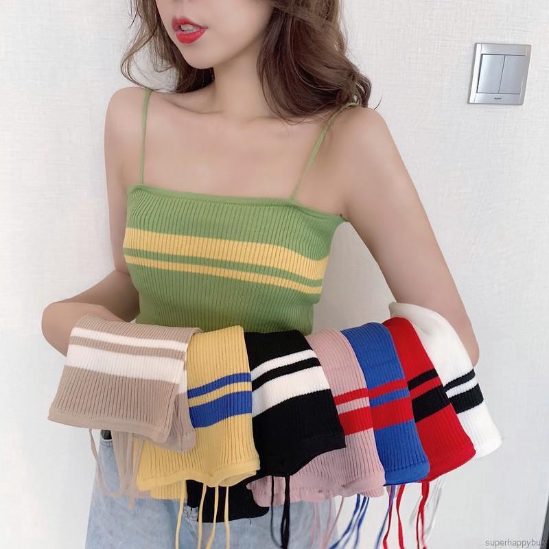 Áo Tank Top Dệt Kim Hoạ Tiết Kẻ Sọc Thiết Kế Quyến Rũ | BigBuy360 - bigbuy360.vn