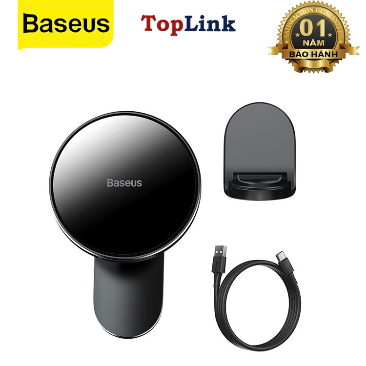 Đế Giữ Điện Thoại Tích Hợp Nam Châm Và Sạc Nhanh Không Dây 15w Cho IPHONE 12 Trên Xe Ô Tô Baseus Big Energ - TopLink