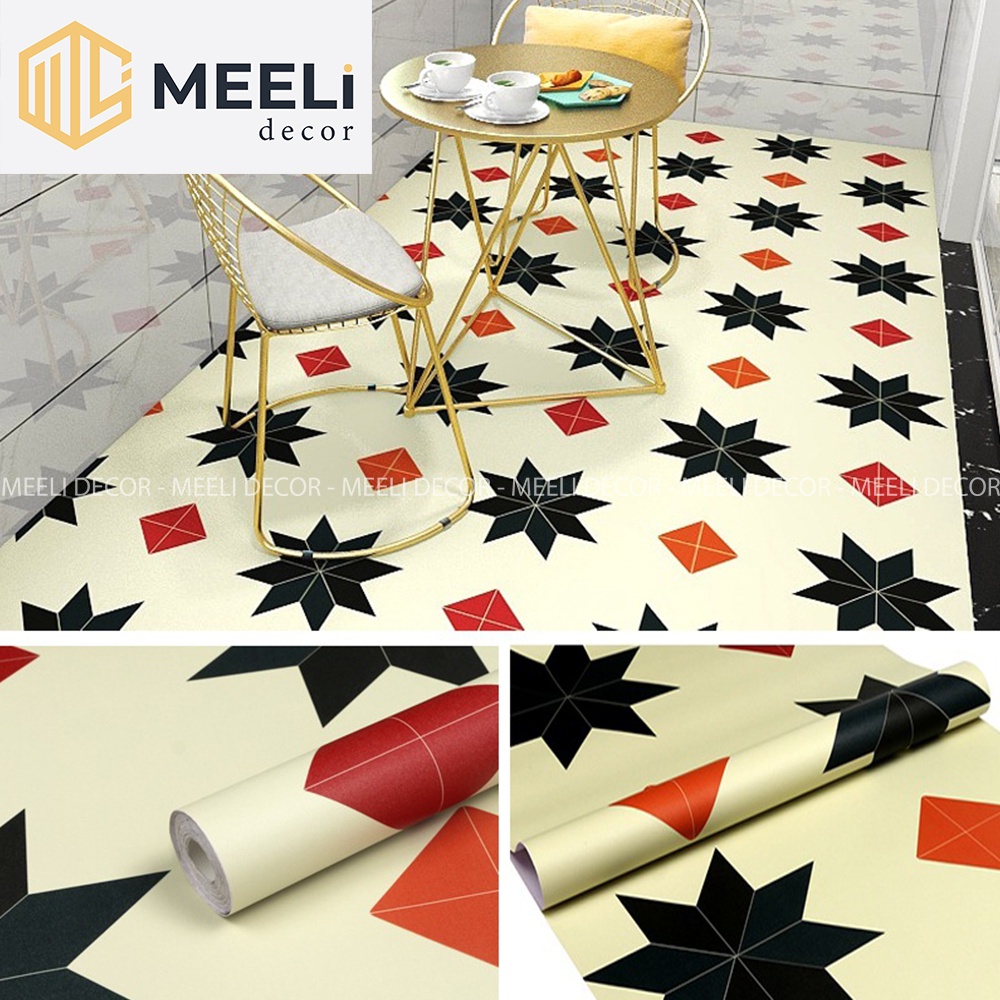 Decal dán sàn vệ sinh, nhà bếp, sẵn keo dễ dán, loại dày chống thấm nước, kt 3m x 60cm, ME21 - Meeli Decor