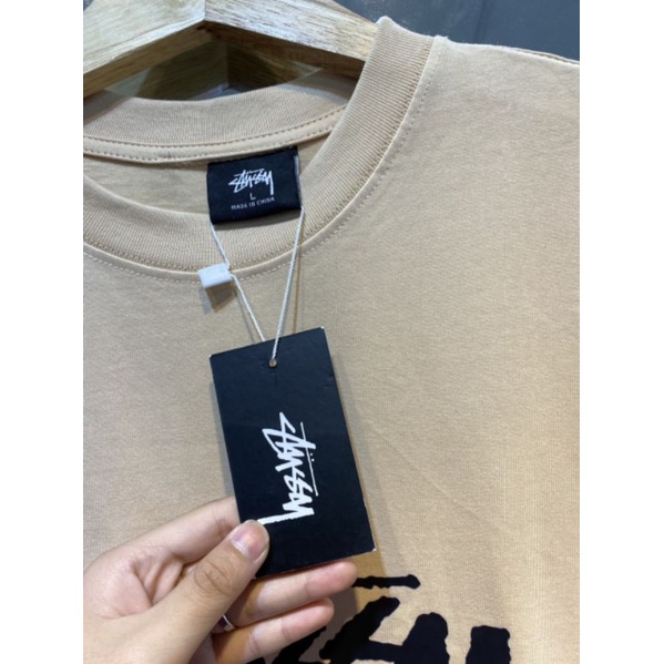 Áo Thun STUSSY Kem 2 Chiều Cao Cấp Tay Lỡ