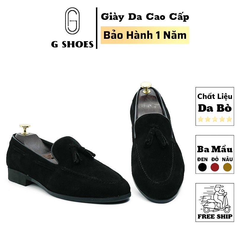 Giày lười nam da lộn chất liệu da thật bảo hành 1 năm - Mã T406