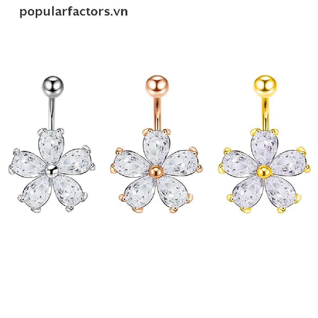 Khuyên rốn đính đá zircon bằng thép không gỉ tinh tế độc đáo